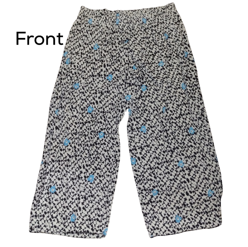Bn) Anne Klein Women’s Floral Capri Pants | Size Small | Black & White